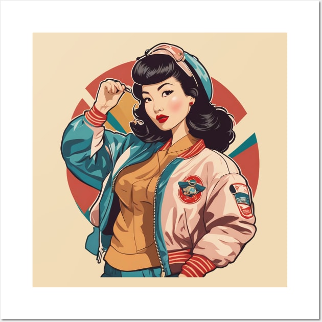 Bomber Babe Retro Baller Vintage Casual Jacket Fashion Wall Art by di-age7